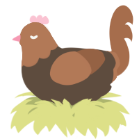 A bark and brown chicken with a head pattern
