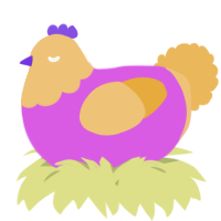 A orchid and honey chicken with a head pattern