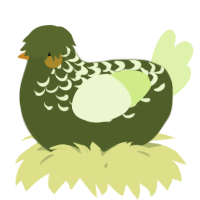 A olive and apple chicken with a half-lace pattern