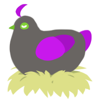 A grey and amethyst chicken