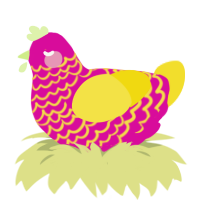 (unnamed), a fuchsia and yellow chicken with a lace pattern