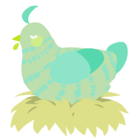 A gluppy and mint chicken with a bar pattern