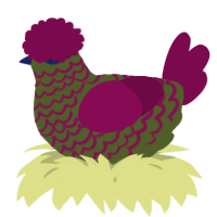 A olive and wine chicken with a lace pattern
