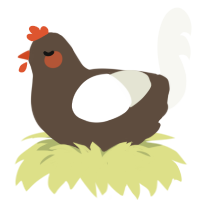 finch, a bark and white chicken