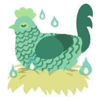 A aqua and sea chicken with a lace pattern