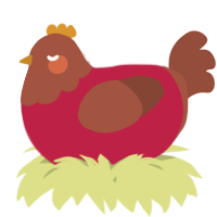 A crimson and russet chicken with a head pattern