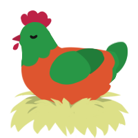 A vermilion and viridian chicken with a head pattern