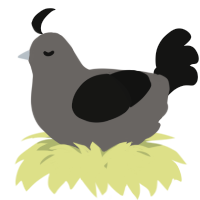 A grey and black chicken