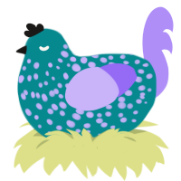 (unnamed), a teal and lilac chicken with a speckle pattern