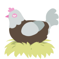 A bark and silver chicken with a head pattern