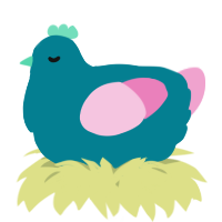 A sea and pink chicken