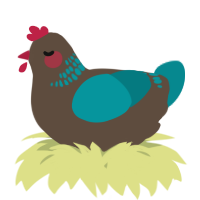 A bark and teal chicken with a neck-band pattern