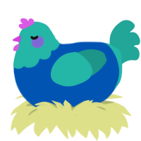 2 PIGEON, a ultramarine and turquoise chicken with a head pattern