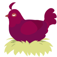 Harriot, a wine and maroon chicken with a head pattern