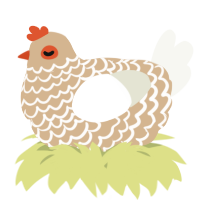 A beige and white chicken with a lace pattern