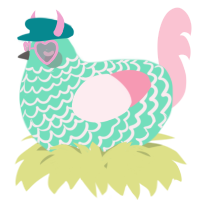 A mint and rose chicken with a lace pattern