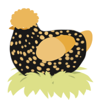 A sable and honey chicken with a speckle pattern