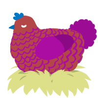A red and plum chicken with a lace pattern