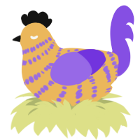 Karaoke, a honey and blurple chicken with a bar pattern