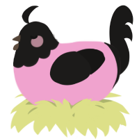 A pink and sable chicken with a head pattern