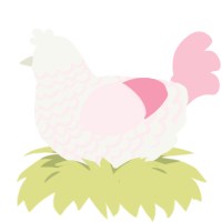 Koko, a white and rose chicken with a lace pattern