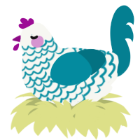 A white and sea chicken with a lace pattern