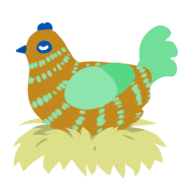 A ochre and spring chicken with a bar pattern