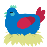 A sapphire and crimson chicken