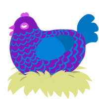 A violet and sapphire chicken with a lace pattern