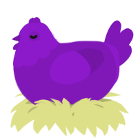 A violet chicken with a head pattern