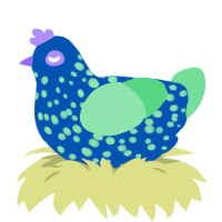 A ultramarine and spring chicken with a speckle pattern