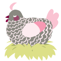 A ash and rose chicken with a lace pattern