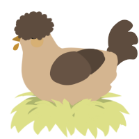 A beige and bark chicken