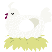 A white chicken with a lace pattern