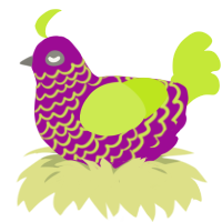 Neon Lights, a plum and lime chicken with a lace pattern