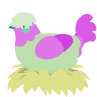 Sourpatch, a gluppy and orchid chicken with a head pattern