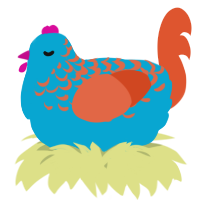 A cerulean and vermilion chicken with a half-lace pattern
