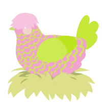 Nymphaea, a pink and lime chicken with a lace pattern
