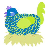 A sapphire and lime chicken with a lace pattern