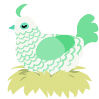 A white and spring chicken with a lace pattern
