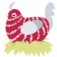 A crimson and mist chicken with a bar pattern