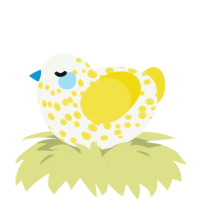 A white and yellow chicken with a speckle pattern