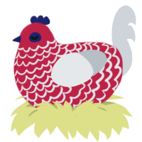 A crimson and mist chicken with a lace pattern