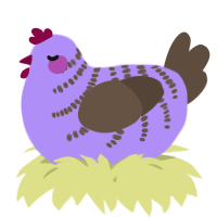 A lilac and bark chicken with a half-bar pattern