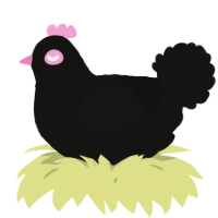 A black chicken with a lace pattern