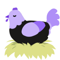 A sable and lilac chicken with a head pattern