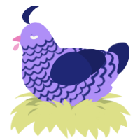 A lilac and navy chicken with a lace pattern