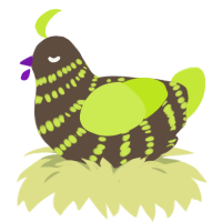 lime turd, a bark and lime chicken with a bar pattern