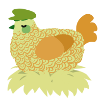 A lemon and orange chicken with a double-lace pattern