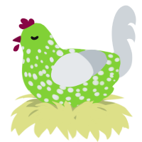 A grass and mist chicken with a speckle pattern